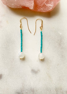 Turquoise and Moonstone Gold filled Earrings