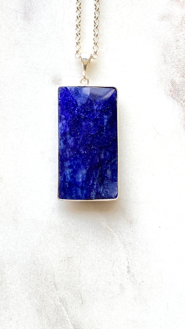 Blue Sapphire silver necklace