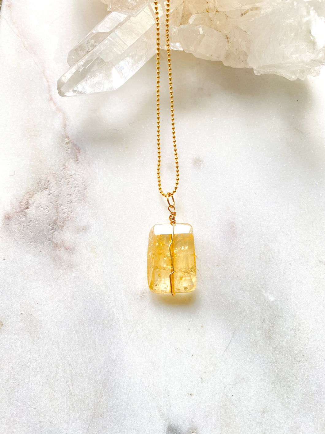 Natural Citrine with gold filled chain