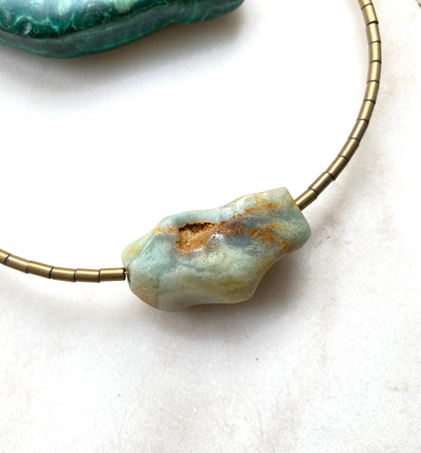 Natural Amazonite choker. Front view. Hand crafted by Full Moon Designs. 