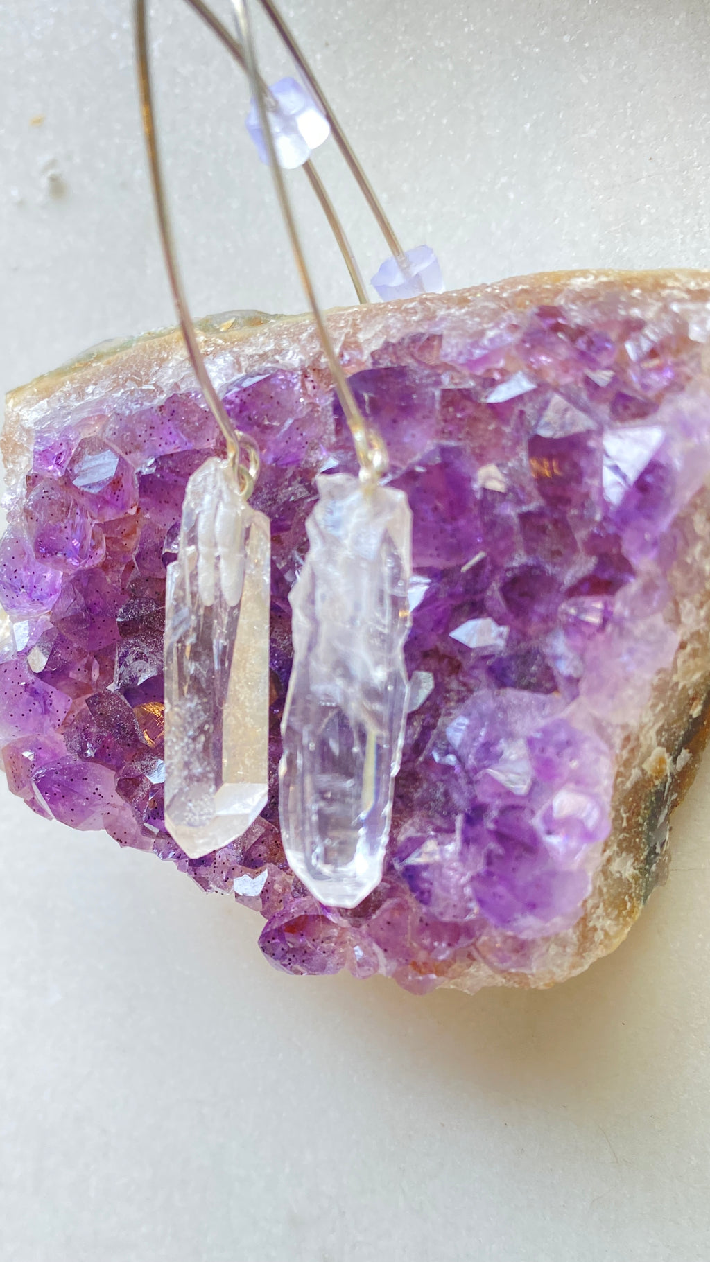 clear quartz silver earrings