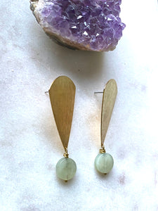 side jade brass earrings