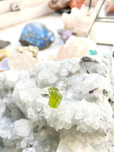 Load image into Gallery viewer, Peridot Sterling Silver Ring by Full Moon Designs. Front view.