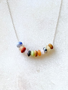 Multi colour Sterling Silver Necklace hand crafted by Full Moon Designs