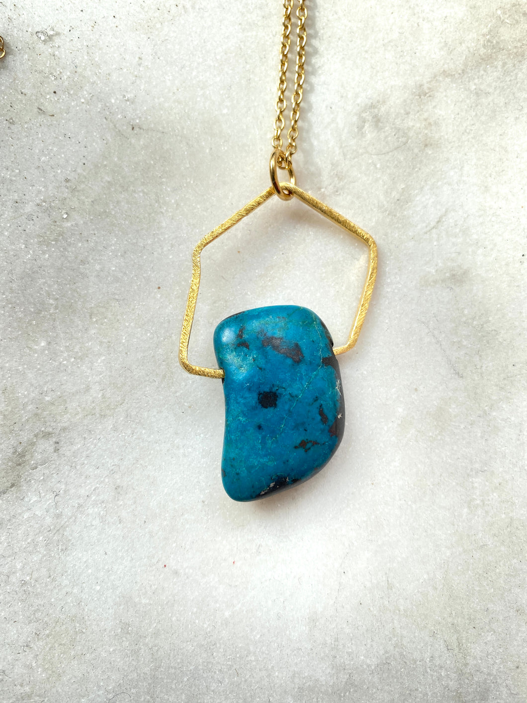 Chrysocolla Gold Necklace.