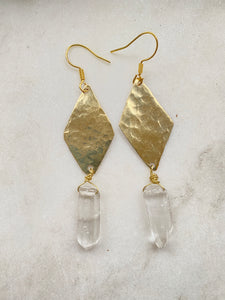 Quartz Brass earrings by full Moon Designs.