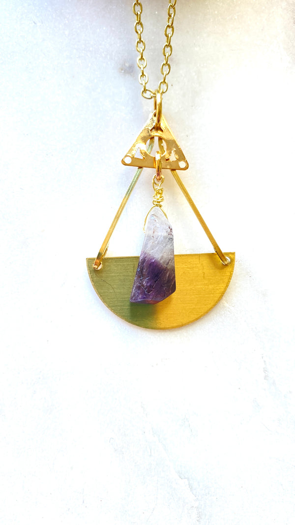 Purple amethyst with brass.