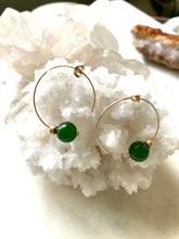 Load image into Gallery viewer, Jade Goldfilled Hoops Earrings
