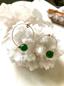 Jade Goldfilled Hoops Earrings