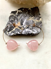 Load image into Gallery viewer, Heart shape Rose Quartz Goldfilled Earrings. Hand crafted.