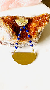 Lapis Lazuli Brass Earrings. Single