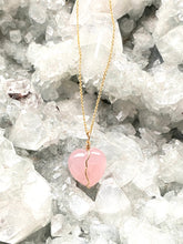 Load image into Gallery viewer, Rose Quartz Goldfilled Necklace by Full Moon Designs.