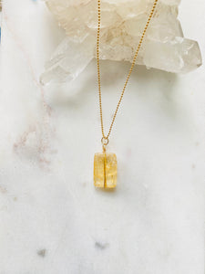 Natural Citrine with gold filled chain. Back view