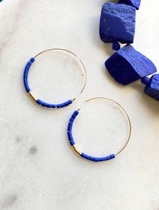 Lapis Lazuli Goldfilled Hoops Earrings