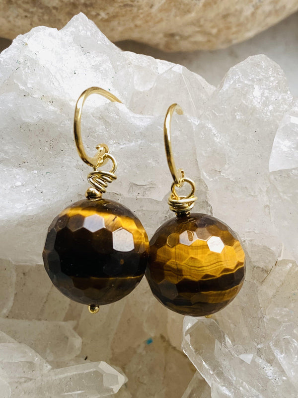 Tiger's Eye Gold Earrings - Full Moon Designs