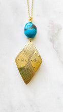 Load image into Gallery viewer, Turquoise and Brass necklace handmade