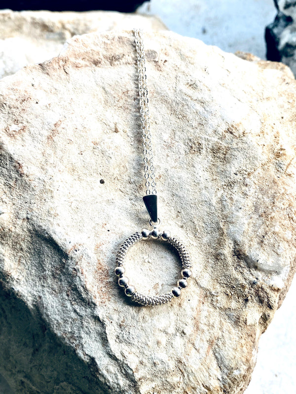 Silver Necklace round circle- Full Moon Designs