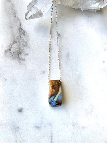 Boulder opal with goldfilled chain. Handmade by full moon designs.