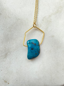 Chrysocolla Gold Necklace. By Full Moon Designs