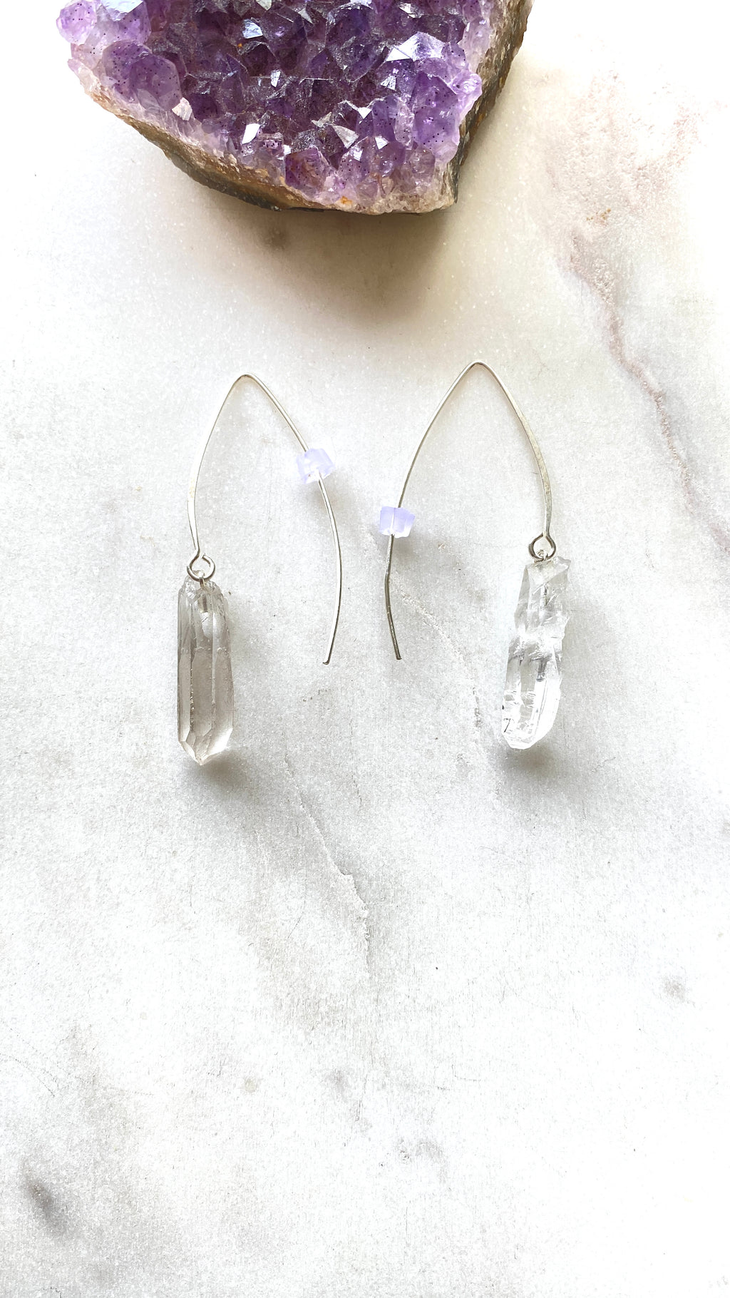 Quartz silver earrings