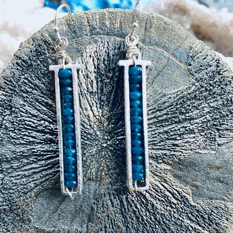 blue agate silver earrings by Full Moon Designs