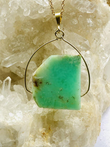 Chrysoprase Gold on Silver Pendant by full moon designs jewellery 