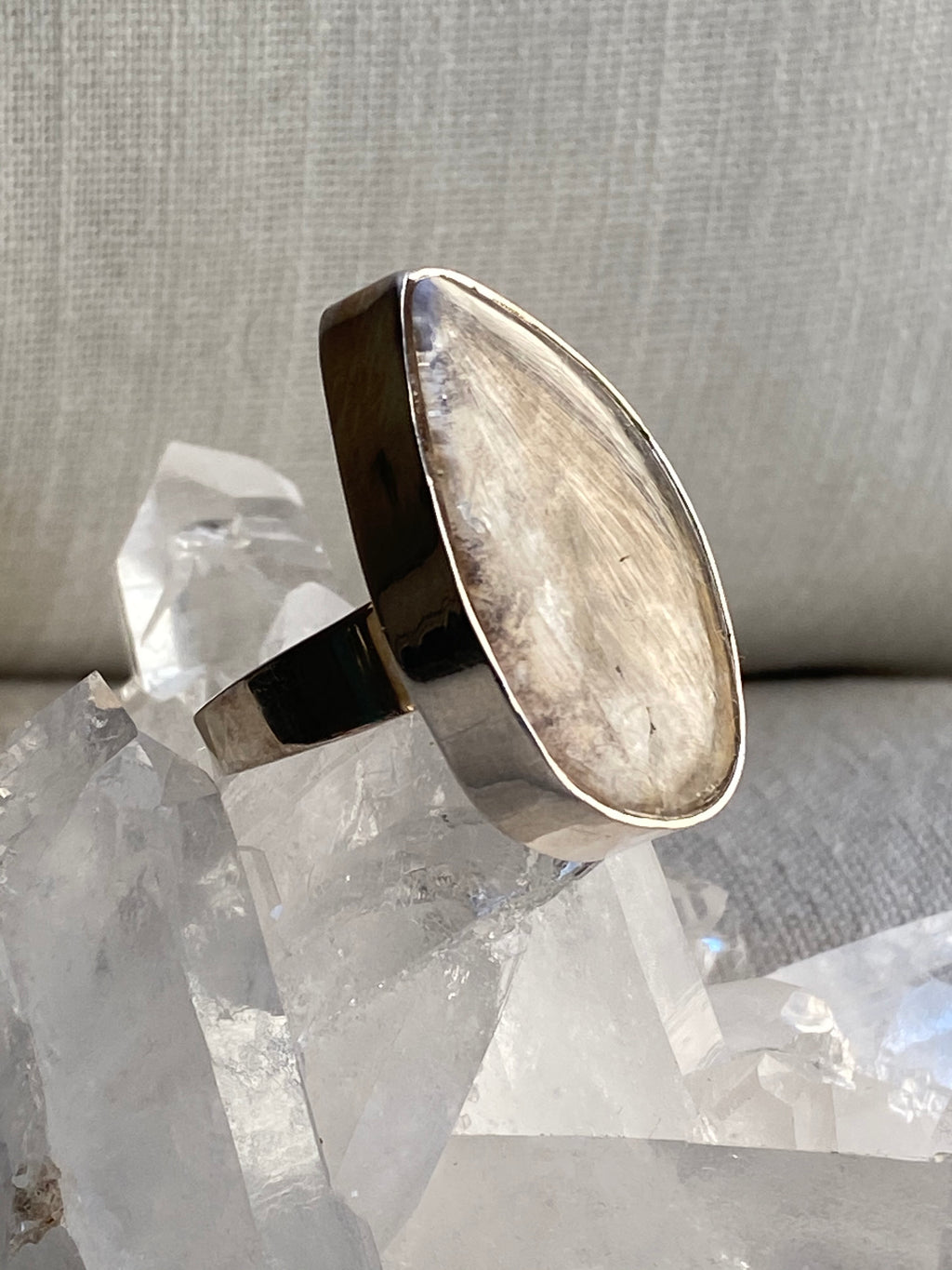 Quartz (Lens) Sterling Silver Ring - Full Moon Designs