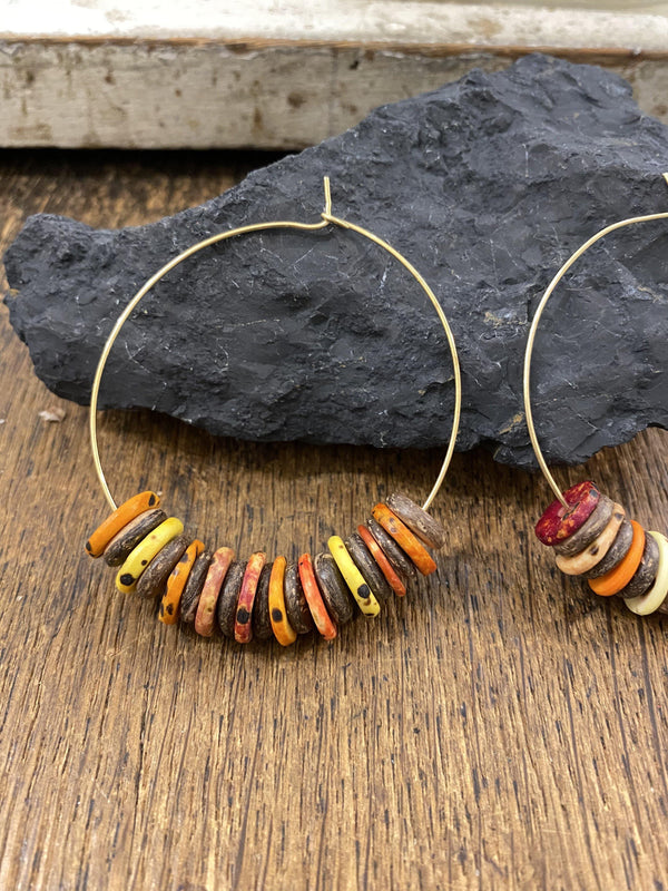 Multicolour Brass Hoops - Full Moon Designs