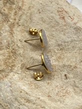 Load image into Gallery viewer, Drusy (Grey) Gold on Silver Studs - Full Moon Designs