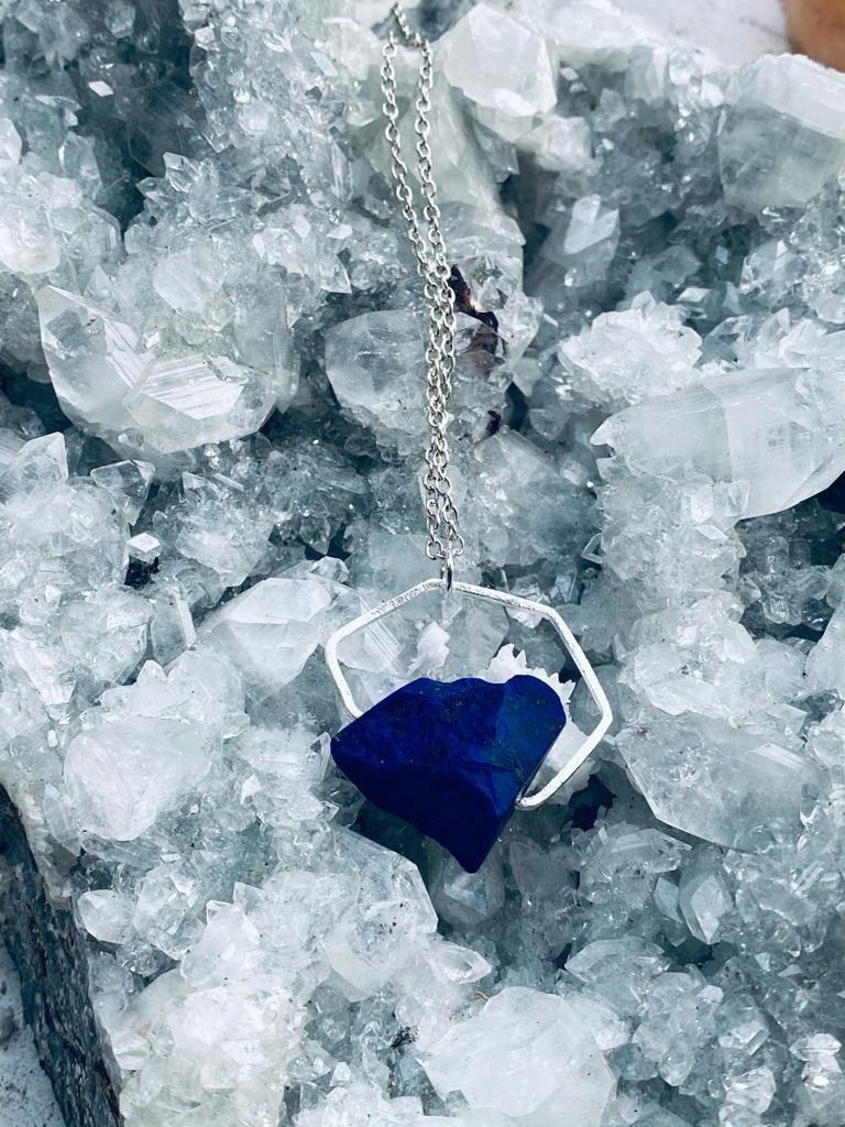 lapis lazuli sterling silver necklace. handmade by Full Moon Designs