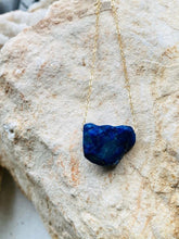 Load image into Gallery viewer, lapis lazuli blue stone necklace with small gold chain