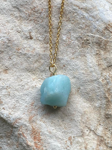 Natural Amazonite gold necklace. Full Moon Designs