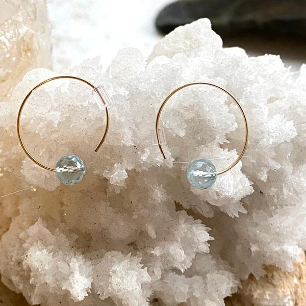 topaz gold hoop earrings by full moon designs handmade jewellery