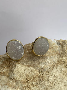 Drusy (White) Gold on Silver Studs - Full Moon Designs
