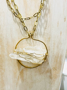 Quartz (Clear) Brass Necklace - Full Moon Designs