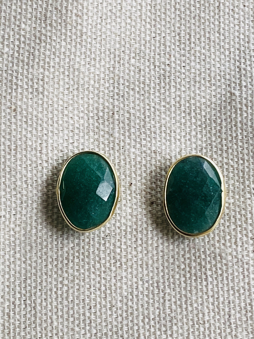 Onyx (Green) Gold on Silver Studs - Full Moon Designs