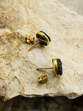 Load image into Gallery viewer, Drusy (Black) Gold on Silver Studs - Full Moon Designs