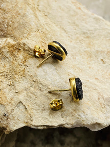 Drusy (Black) Gold on Silver Studs - Full Moon Designs