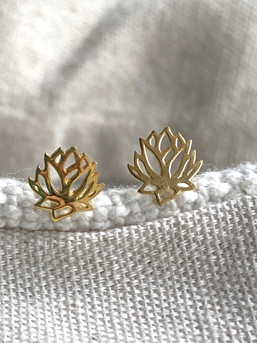 Lotus flower Gold on Silver Studs - Full Moon Designs