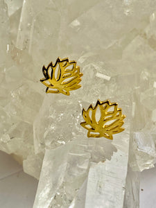 Lotus flower Gold on Silver Studs - Full Moon Designs