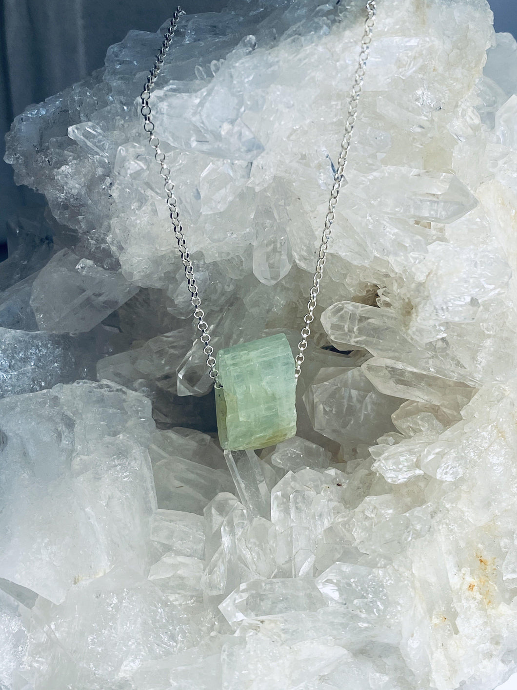 green aquamarine sterling silver necklace by fulll moon designs