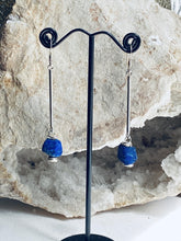 Load image into Gallery viewer, lapis lazuli dangly silver earrings