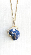Load image into Gallery viewer, sodalite gold necklace by full moon designs blue gemstone pendant
