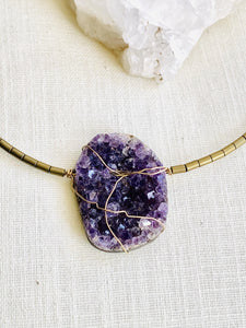 amethyst choker necklace, handmade by full moon designs, purple stone