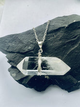 Load image into Gallery viewer, Quartz (clear) double point Sterling Silver Pendant - Full Moon Designs