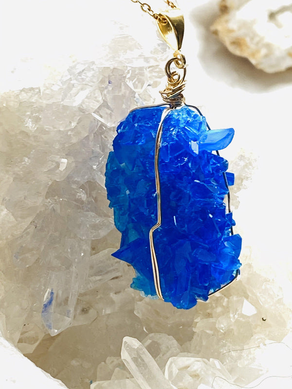 Quartz (Blue) Gold on Sterling Silver Pendant - Full Moon Designs