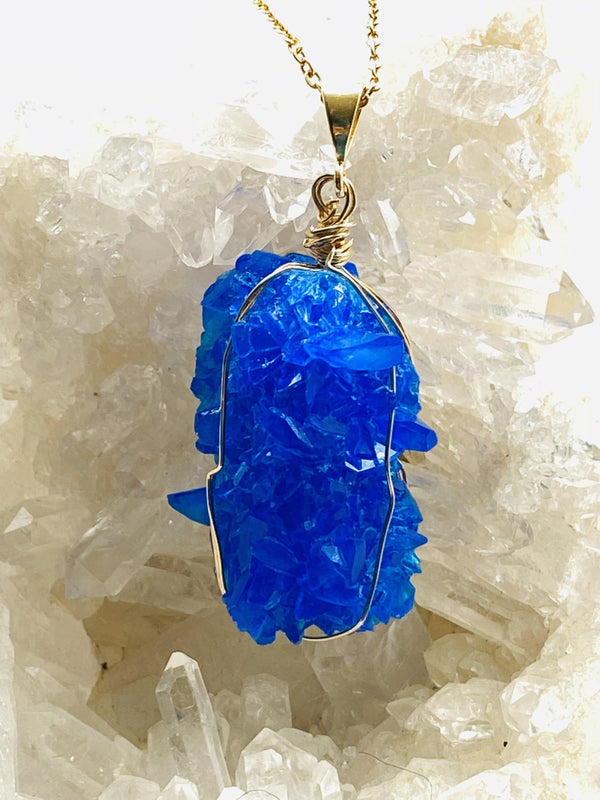 Quartz (Blue) Gold on Sterling Silver Pendant - Full Moon Designs