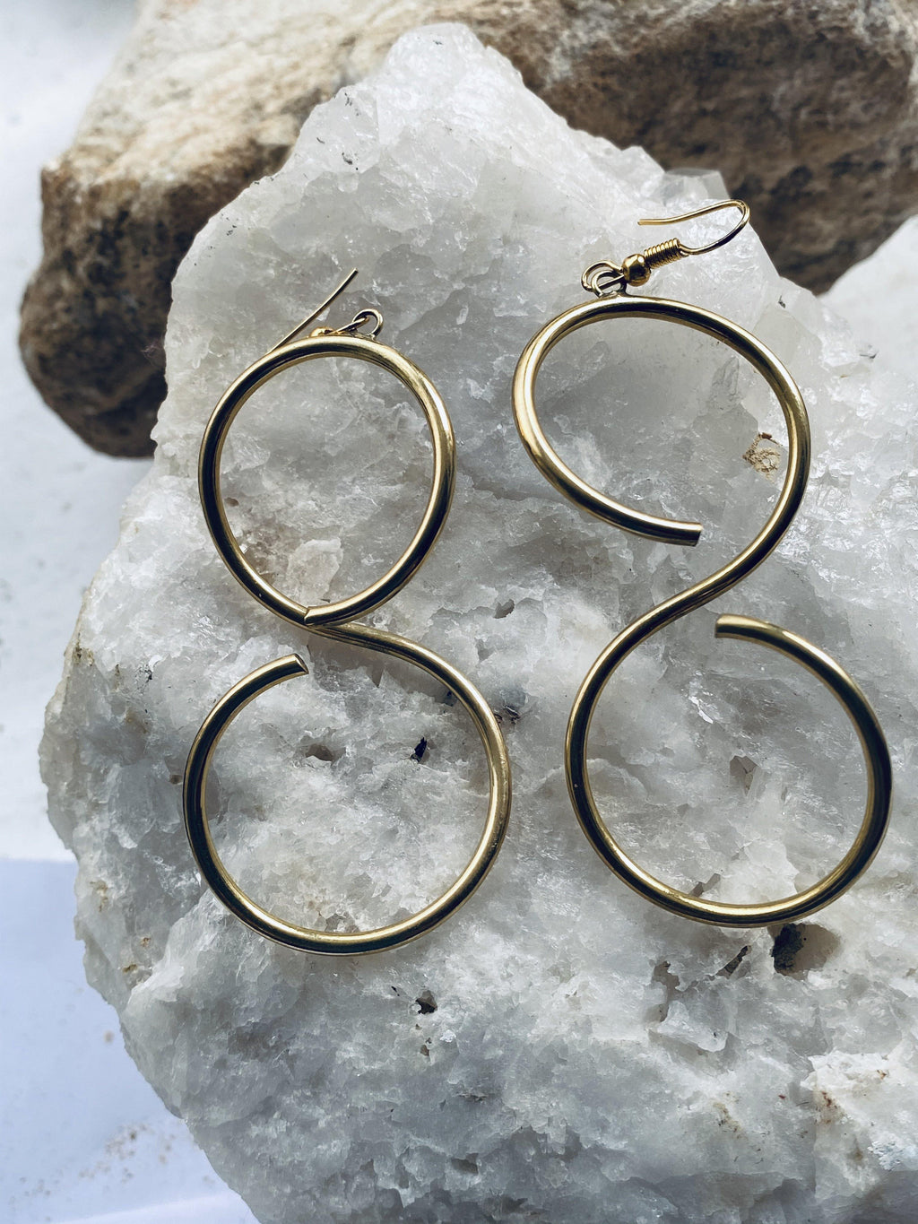 recycled brass spiral earrings, eco friendly handmade jewellery