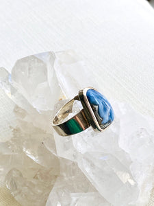Blue Opal Sterling Silver Ring - Full Moon Designs