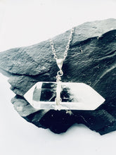 Load image into Gallery viewer, Quartz (clear) double point Sterling Silver Pendant - Full Moon Designs